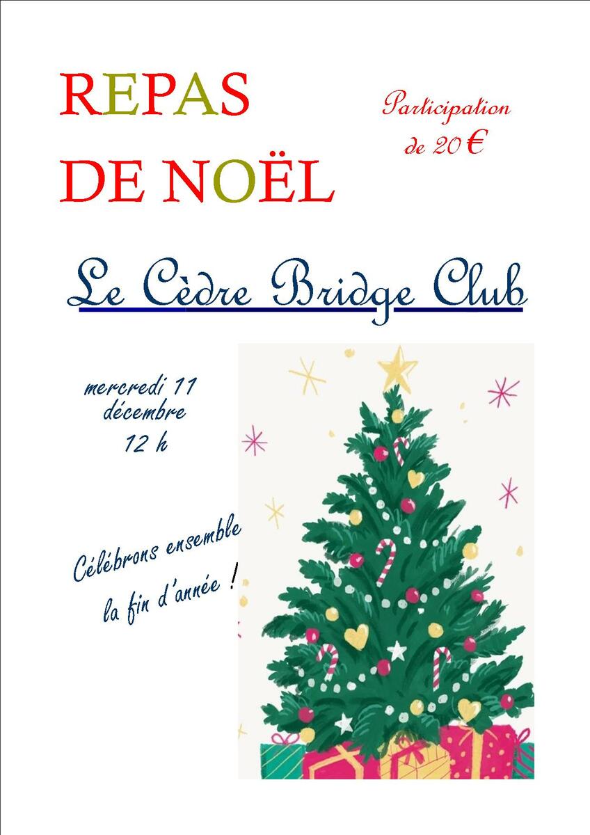 Repas de Noël mercredi 11 décembre