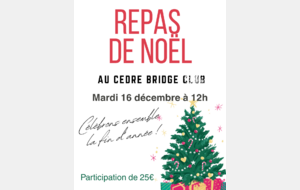 Repas de Noël mardi 16 décembre