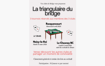 La triangulaire du bridge : 3 clubs et 3 tournois communs