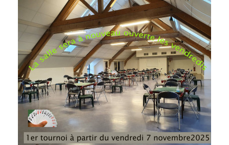 Réouverture des vendredis le 7 novembre au club à 14h